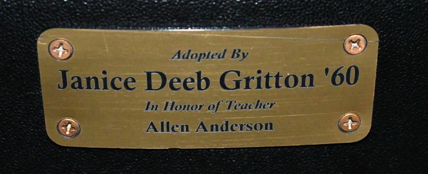 Auditorium seat plaque