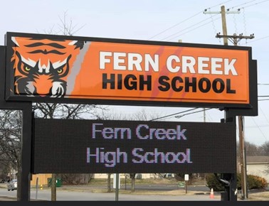 Fern Creek High School sign with digital board