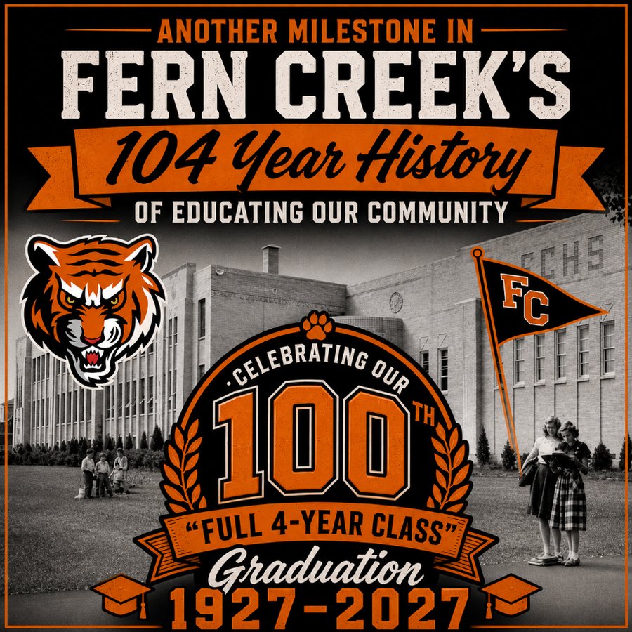 Another milestone in Fern Creek's 104 year history of educating our community - celebrating our 100th full 4-year class graduation, 1927-2027