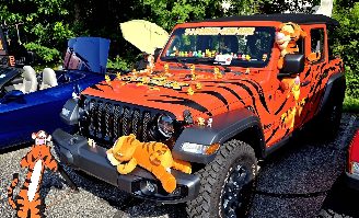 Tiger-striped Jeep on display at the MCJROTC Car and Bike Show